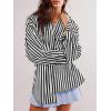 imageCicy Bell Womens Oversized Striped Button Down Shirts Boyfriend Long Sleeve Collared Work BlousesBlack