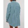 imageCicy Bell Womens Oversized Striped Button Down Shirts Boyfriend Long Sleeve Collared Work BlousesBlue Green