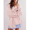imageCicy Bell Womens Oversized Striped Button Down Shirts Boyfriend Long Sleeve Collared Work BlousesPink