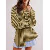 imageCicy Bell Womens Oversized Striped Button Down Shirts Boyfriend Long Sleeve Collared Work BlousesYellow Black