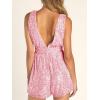 imageCicy Bell Womens Sequin Sleeveless Rompers Cute V Neck Wide Leg Cocktail Evening Party Clubwear Dressy Short JumpsuitsPink