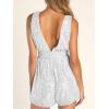 imageCicy Bell Womens Sequin Sleeveless Rompers Cute V Neck Wide Leg Cocktail Evening Party Clubwear Dressy Short JumpsuitsWhite