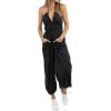 imageCicy Bell Womens Sexy Halter Jumpsuits Casual Deep V Nevk Beach Jogger Long Pants RompersBlack