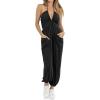 imageCicy Bell Womens Sexy Halter Jumpsuits Casual Deep V Nevk Beach Jogger Long Pants RompersBlack