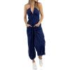 imageCicy Bell Womens Sexy Halter Jumpsuits Casual Deep V Nevk Beach Jogger Long Pants RompersNavy1