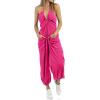 imageCicy Bell Womens Sexy Halter Jumpsuits Casual Deep V Nevk Beach Jogger Long Pants RompersRose Red