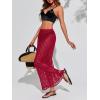 imageCicy Bell Womens Sheer Lace Maxi Skirt Summer Beach Coverups Casual Streetwear Long Y2K SkirtsRed