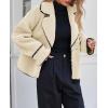 imageCicy Bell Womens Sherpa Fleece Jacket Casual Collar V Neck Fuzzy Coats Contrast Trims Open Front Winter OutwearBeige