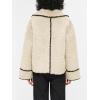 imageCicy Bell Womens Sherpa Fleece Jacket Casual Collar V Neck Fuzzy Coats Contrast Trims Open Front Winter OutwearBeige