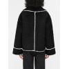imageCicy Bell Womens Sherpa Fleece Jacket Casual Collar V Neck Fuzzy Coats Contrast Trims Open Front Winter OutwearBlack