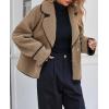 imageCicy Bell Womens Sherpa Fleece Jacket Casual Collar V Neck Fuzzy Coats Contrast Trims Open Front Winter OutwearKhaki