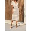 imageCicy Bell Womens Short Sleeve Midi Dress Crochet Knit Hollow Out Striped Rickrack Summer Sweater DressesKhaki