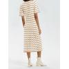 imageCicy Bell Womens Short Sleeve Midi Dress Crochet Knit Hollow Out Striped Rickrack Summer Sweater DressesKhaki
