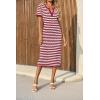 imageCicy Bell Womens Short Sleeve Midi Dress Crochet Knit Hollow Out Striped Rickrack Summer Sweater DressesRed