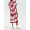 imageCicy Bell Womens Short Sleeve Midi Dress Crochet Knit Hollow Out Striped Rickrack Summer Sweater DressesRed