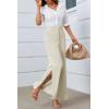 imageCicy Bell Womens Side Split Dress Pants Elastic High Waisted Wide Leg Business Casual Trousers with PocketsBeige