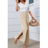 imageCicy Bell Womens Side Split Dress Pants Elastic High Waisted Wide Leg Business Casual Trousers with PocketsLight Khaki