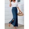 imageCicy Bell Womens Side Split Dress Pants Elastic High Waisted Wide Leg Business Casual Trousers with PocketsNavy Blue