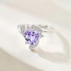 imageCicy Bell Womens Silver Plated Triangles Purple Cubic Zirconia Romantic Stackable Statement Rings for GiftsSilver