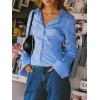 imageCicy Bell Womens Striped Button Down Shirts Flare Long Sleeve Collared V Neck Business Work Office Blouse TopsBlue