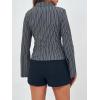 imageCicy Bell Womens Striped Button Down Shirts Flare Long Sleeve Collared V Neck Business Work Office Blouse TopsDark Grey