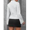 imageCicy Bell Womens Striped Button Down Shirts Flare Long Sleeve Collared V Neck Business Work Office Blouse TopsWhite