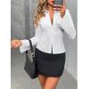 imageCicy Bell Womens Striped Button Down Shirts Flare Long Sleeve Collared V Neck Business Work Office Blouse TopsWhite