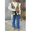 imageCicy Bell Womens Suede Sherpa Vest Faux Fur Shearling Jacket Oversized Cap Sleeve Button Down Winter CoatsArmy Green