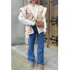 imageCicy Bell Womens Suede Sherpa Vest Faux Fur Shearling Jacket Oversized Cap Sleeve Button Down Winter CoatsBeige