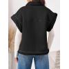 imageCicy Bell Womens Suede Sherpa Vest Faux Fur Shearling Jacket Oversized Cap Sleeve Button Down Winter CoatsBlack