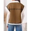 imageCicy Bell Womens Suede Sherpa Vest Faux Fur Shearling Jacket Oversized Cap Sleeve Button Down Winter CoatsBrown