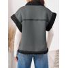 imageCicy Bell Womens Suede Sherpa Vest Faux Fur Shearling Jacket Oversized Cap Sleeve Button Down Winter CoatsGrey