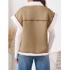 imageCicy Bell Womens Suede Sherpa Vest Faux Fur Shearling Jacket Oversized Cap Sleeve Button Down Winter CoatsKhaki