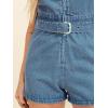 imageCicy Bell Womens Summer Denim Rompers Cap Sleeve Zip Up Belted Short Jeans JumpsuitsBlue