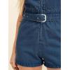 imageCicy Bell Womens Summer Denim Rompers Cap Sleeve Zip Up Belted Short Jeans JumpsuitsNavy