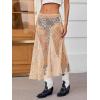 imageCicy Bell Womens Summer Lace Maxi Skirt Elastic Waist SeeThrough Asymmetric Hem Beach Cover Up Long SkirtBeige
