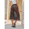 imageCicy Bell Womens Summer Lace Maxi Skirt Elastic Waist SeeThrough Asymmetric Hem Beach Cover Up Long SkirtBlack