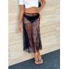 imageCicy Bell Womens Summer Lace Maxi Skirt Elastic Waist SeeThrough Asymmetric Hem Beach Cover Up Long SkirtBlack