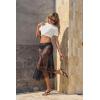 imageCicy Bell Womens Summer Lace Maxi Skirt Elastic Waist SeeThrough Asymmetric Hem Beach Cover Up Long SkirtBlack