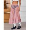 imageCicy Bell Womens Summer Lace Maxi Skirt Elastic Waist SeeThrough Asymmetric Hem Beach Cover Up Long SkirtLight Pink