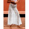 imageCicy Bell Womens Summer Lace Maxi Skirt Elastic Waist SeeThrough Asymmetric Hem Beach Cover Up Long SkirtWhite
