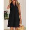 imageCicy Bell Womens Summer Mini Dress Cap Sleeve Collared V Neck Casual Ribbed A Line Tunic Shirt DressesBlack