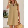 imageCicy Bell Womens Summer Mini Dress Cap Sleeve Collared V Neck Casual Ribbed A Line Tunic Shirt DressesKhaki