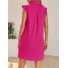 imageCicy Bell Womens Summer Mini Dress Cap Sleeve Collared V Neck Casual Ribbed A Line Tunic Shirt DressesRose Red