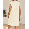 imageCicy Bell Womens Summer Mini Dress Cap Sleeve Collared V Neck Casual Ribbed A Line Tunic Shirt DressesWhite