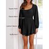 imageCicy Bell Womens Summer Rompers Lantern Long Sleeve Flowy Ruffle Hem Square Neck Casual Short JumpsuitBlack