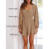 imageCicy Bell Womens Summer Rompers Lantern Long Sleeve Flowy Ruffle Hem Square Neck Casual Short JumpsuitKhaki