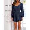 imageCicy Bell Womens Summer Rompers Lantern Long Sleeve Flowy Ruffle Hem Square Neck Casual Short JumpsuitNavy Blue