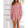 imageCicy Bell Womens Summer Rompers Lantern Long Sleeve Flowy Ruffle Hem Square Neck Casual Short JumpsuitPink