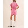 imageCicy Bell Womens Summer Short Denim Jumpsuit Jean Rompers Zip Up Elastic Waist Casual PlaysuitPink